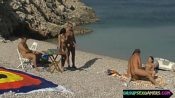 Action Porn Movie: Amateur group gets naughty on the beach with doggystyle and blowjobs